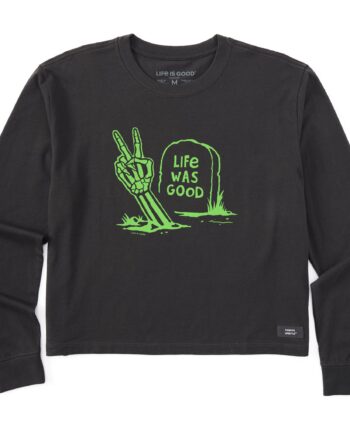 Women's Life Was Good Peace Out Long Sleeve Crusher Boxy Tee