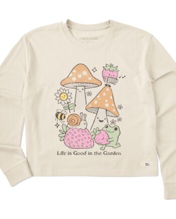 Women's Life is Good in the Garden Long Sleeve Crusher Boxy Tee