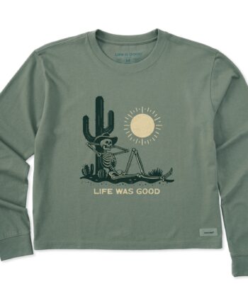 Women's Life was Good Cowboy Skull Long Sleeve Crusher Boxy Tee