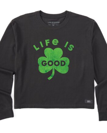 Women's Life is Good Bold Shamrock Long Sleeve Crusher Boxy Tee