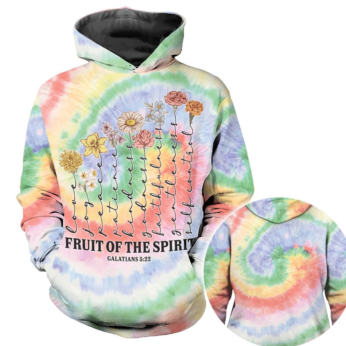 FruitOfTheSpiritGalatians522-InspirationalChristianFlower3DAllOverPrintT-ShirtAndHoodie2.jpg Fruit Of The Spirit Galatians 5:22 - Inspirational Christian Flower 3D All Over Print T-Shirt And Hoodie - Image 1