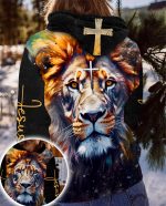 Jesus And The Lion Of Judah - Inspirational Gifts For Christians 3D All Over Print T-Shirt And Hoodie - Image 2