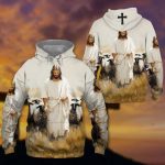 Jesus Christ And Sheeps, Gifts For Christian - Inspirational Christian 3D All Over Print T-Shirt And Hoodie - Image 4