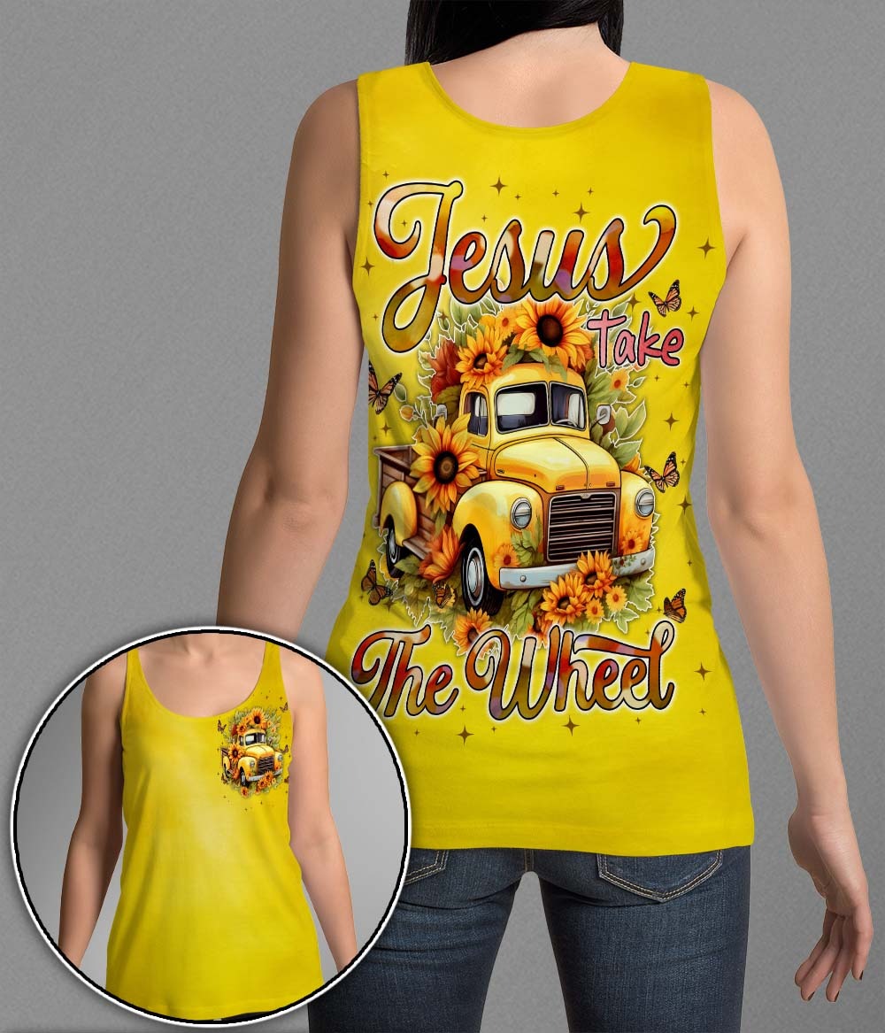 Jesus Take The Wheel Yellow Vintage Truck with Sunflowers 3D All Over Print T-Shirt And Hoodie - Image 5