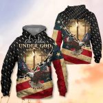 One Nation Under God American Flag Eagle - Inspirational Christian 3D All Over Print T-Shirt And Hoodie - Image 5