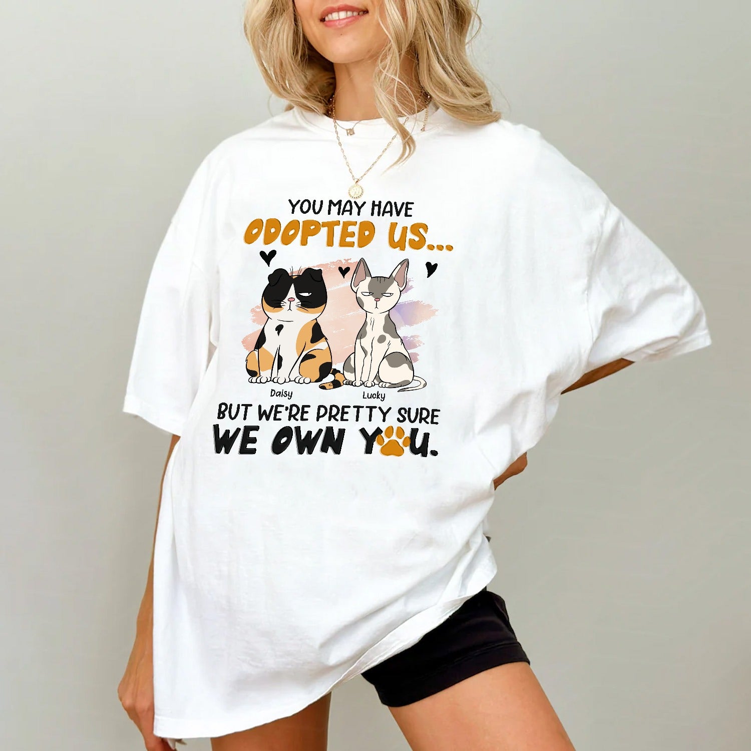 PersonalizedFunnyCatYouMayHaveAdoptedUsT-Shirt2.jpg Funny Cat You May Have Adopted Us T-Shirt - Image 1