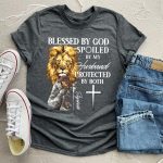 Woman Warrior of God Blessed by God Spoiled by My Husband T-Shirt - Image 3