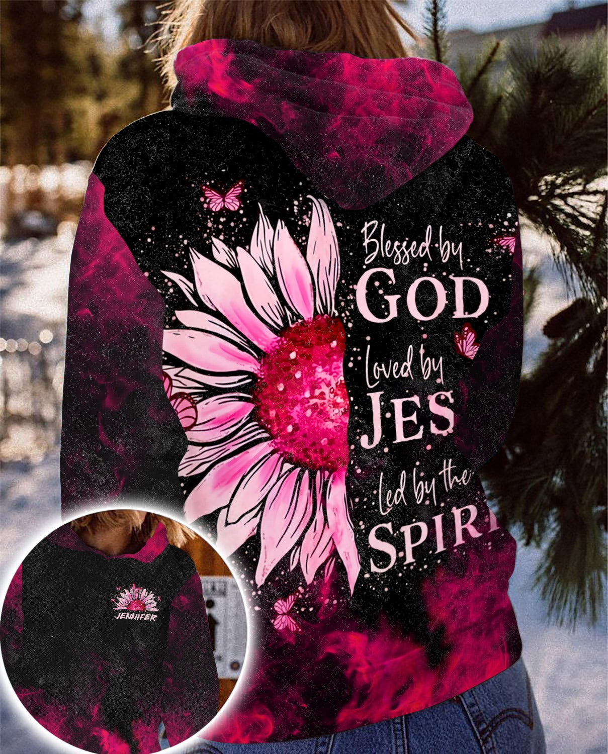 PinkSunflowerBlessedByGodLovedByJesus-InspirationalChristian3DAllOverPrintT-ShirtAndHoodie2.jpg Pink Sunflower Blessed By God Loved By Jesus - Inspirational Christian 3D All Over Print T-Shirt And Hoodie - Image 1