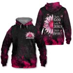 Pink Sunflower Blessed By God Loved By Jesus - Inspirational Christian 3D All Over Print T-Shirt And Hoodie - Image 7