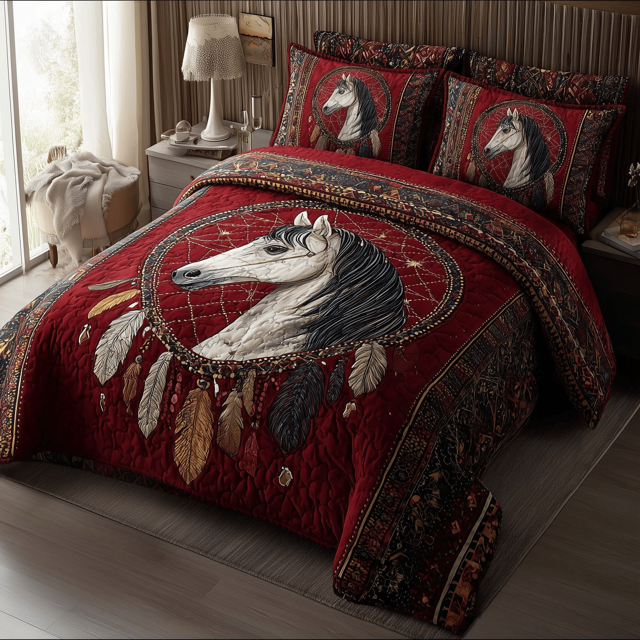 Tribal Horse Bedding Set Quilt Elegant Duvet Covers For Horses Lovers