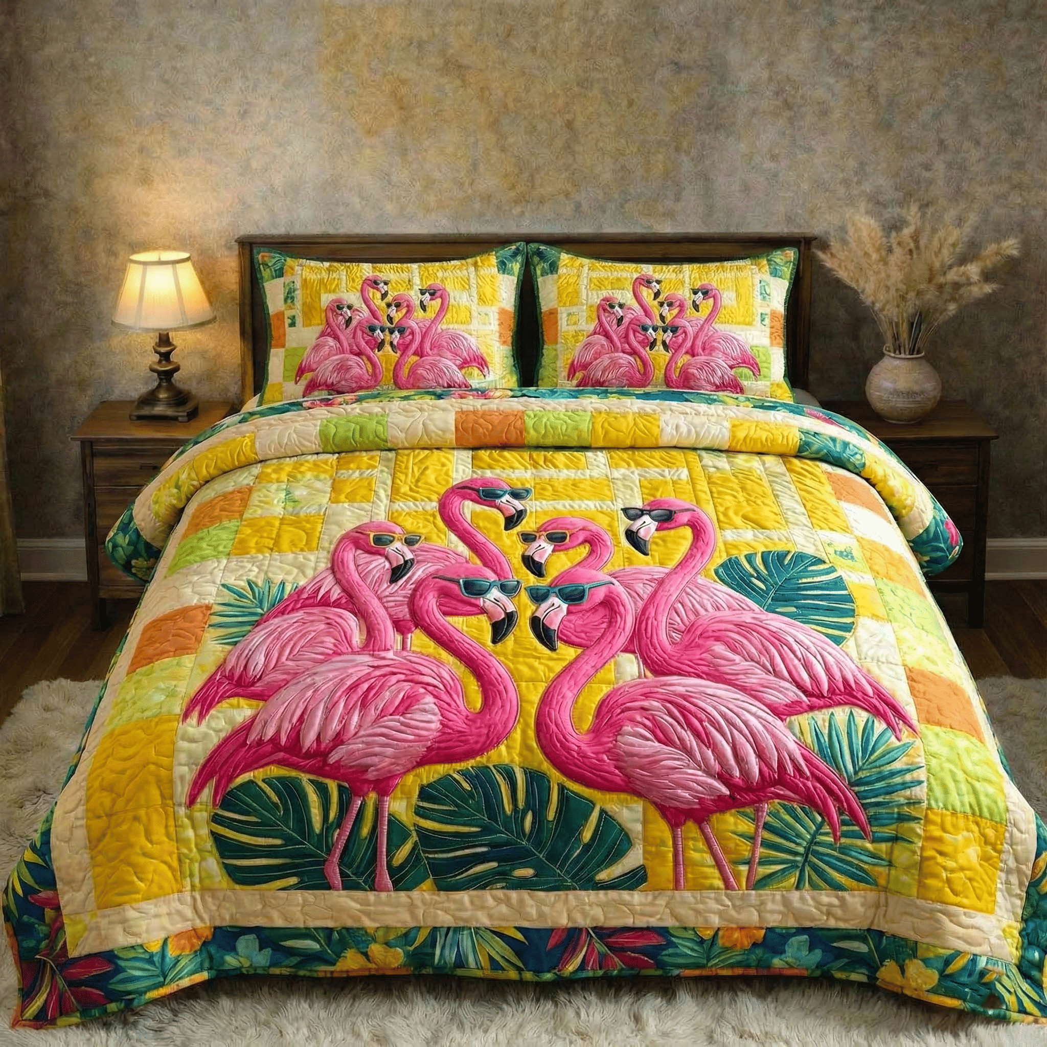 Tropical Flamingo Bedding Set Quilt Summer Full Size Bed Set Flamingo Themed